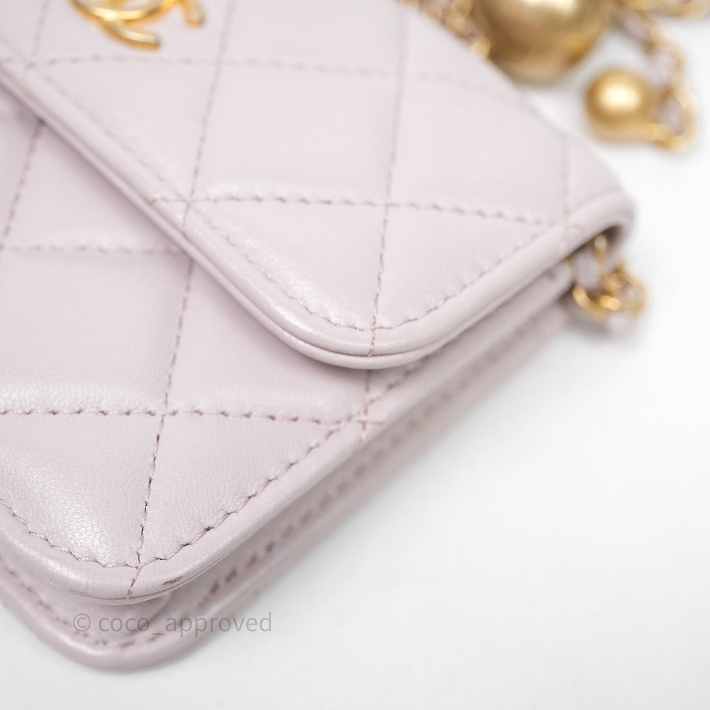 Chanel Pearl Crush Mini Clutch Belt Bag Lilac Lambskin Aged Gold Hardware