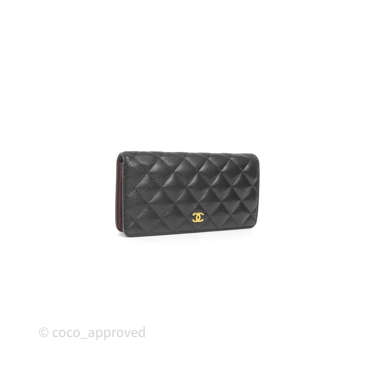 Chanel Classic Quilted Long Wallet Black Caviar Gold Hardware