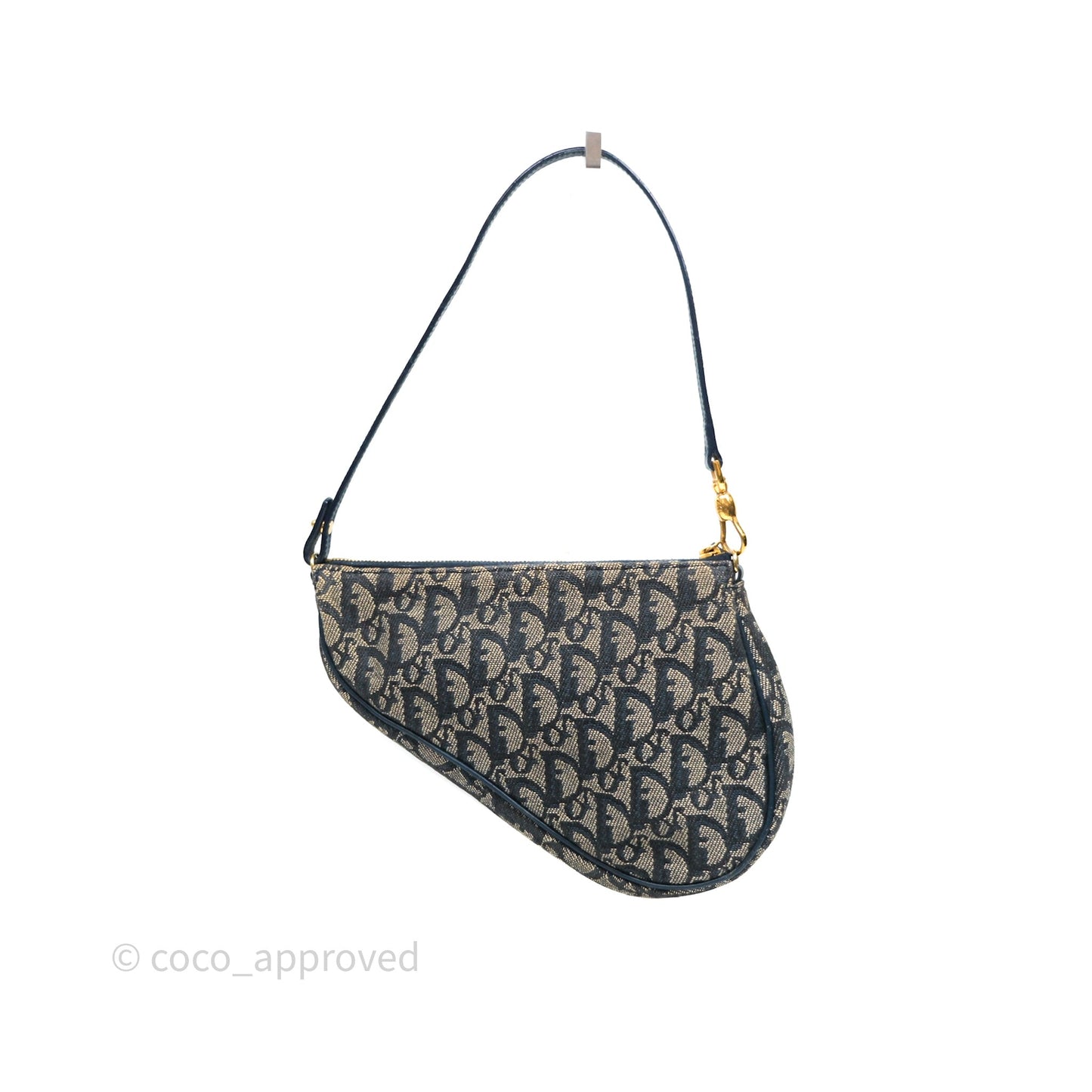 Christian Dior Vintage Mini Saddle Bag Blue Oblique Jacquard