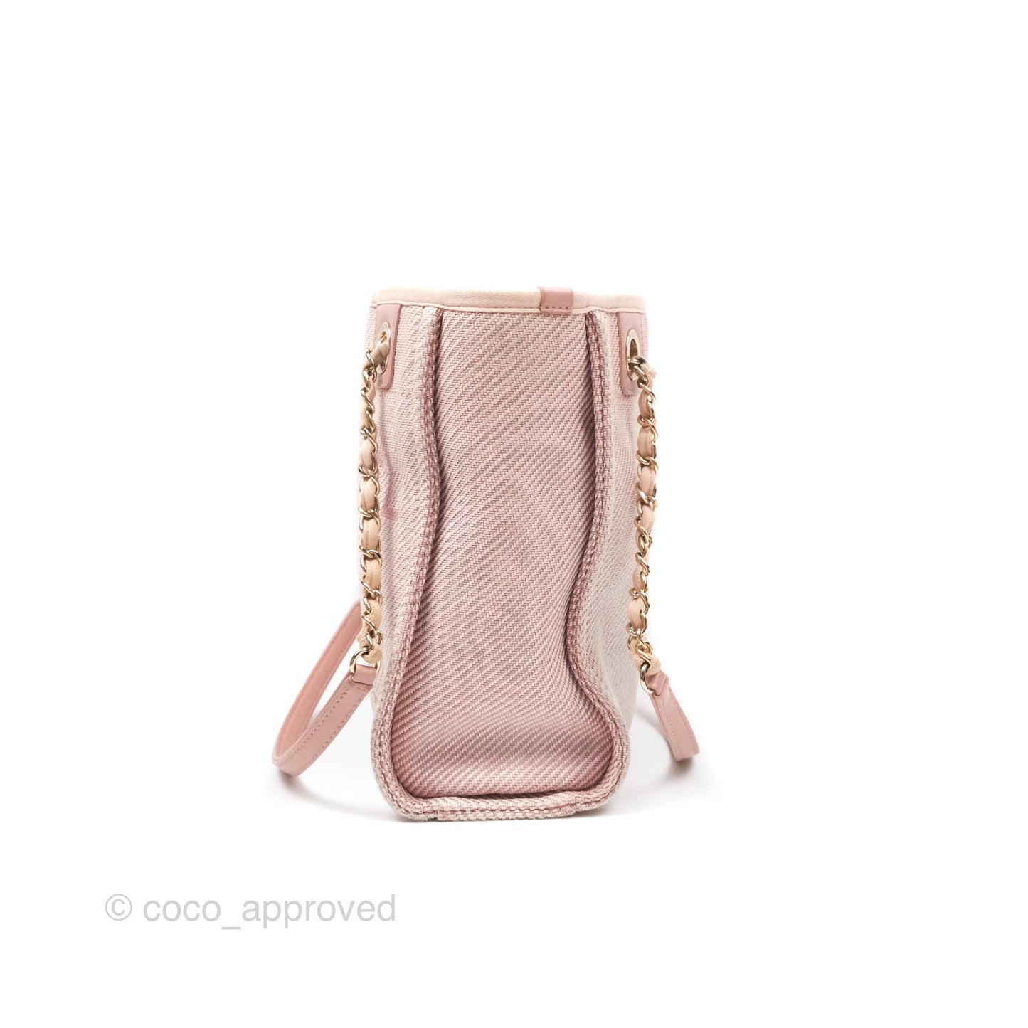 Chanel Small Vertical Deauville Canvas Pink Gold Hardware