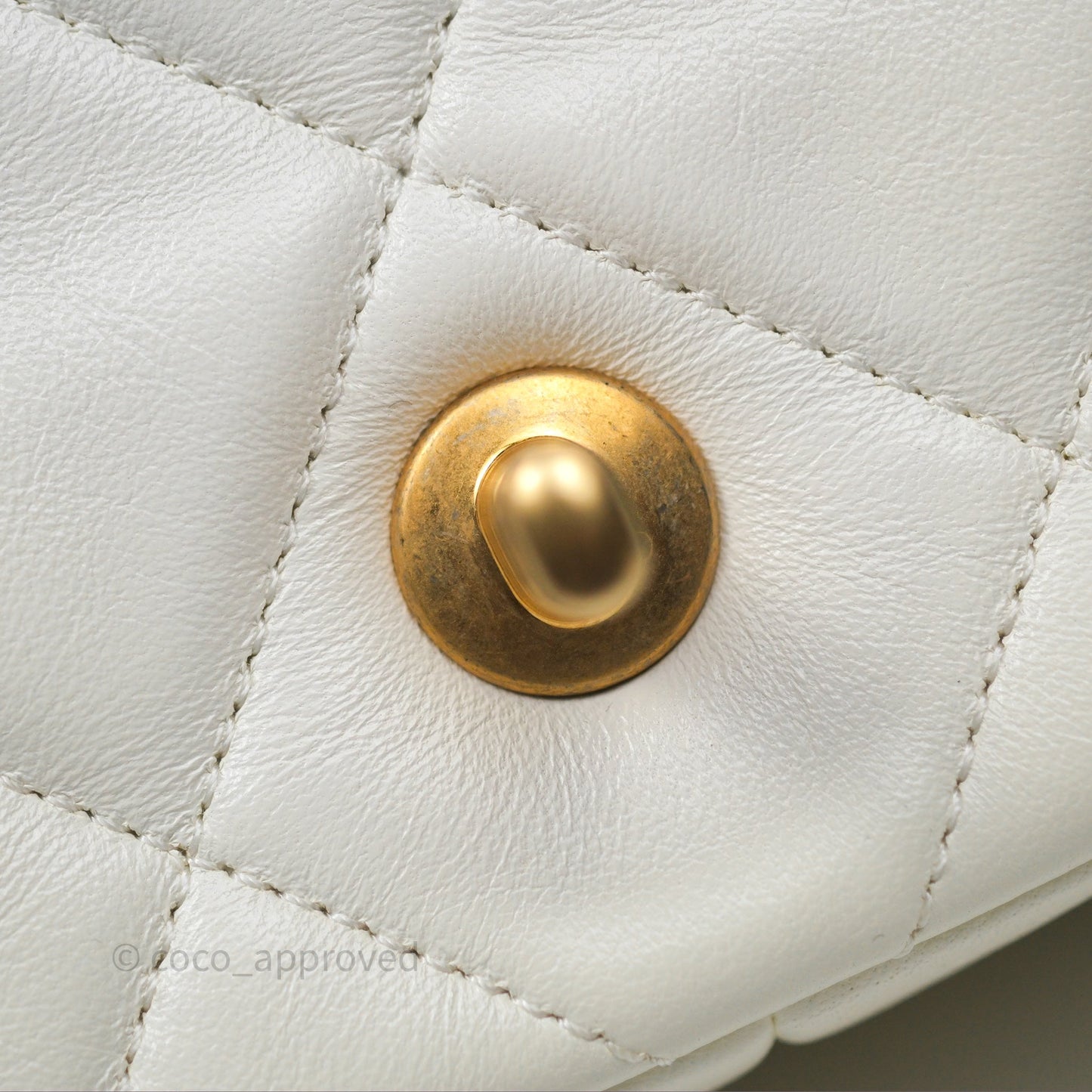 Chanel Quilted Double Pearl Adjustable Chain Flap Bag White Lambskin Aged Gold Hardware 24S