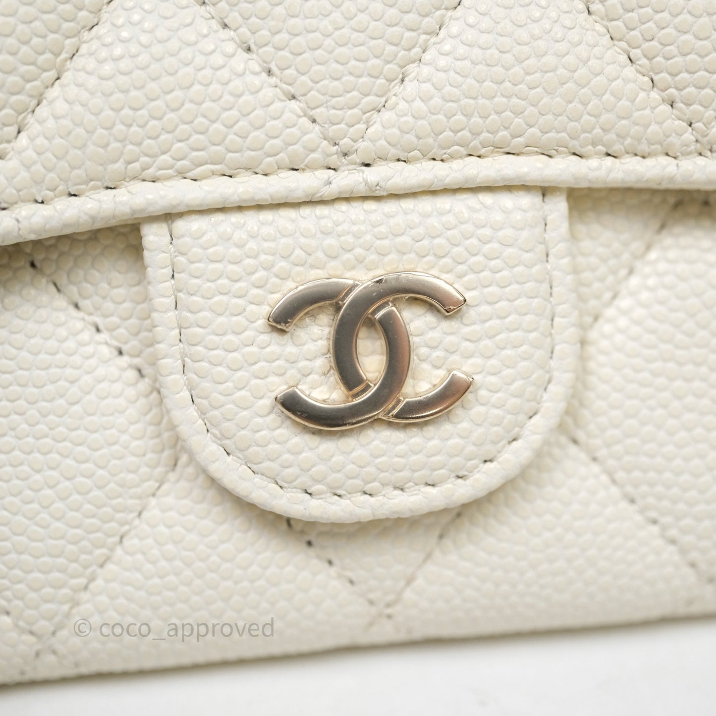 Chanel Quilted Classic Flap Card Holder White Caviar Gold Hardware