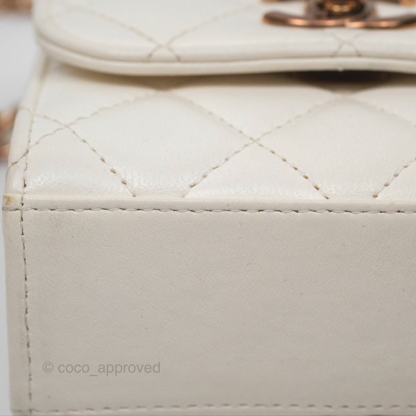 Chanel Mini Quilted Trendy CC Clutch With Chain White Lambskin Rose Gold Hardware
