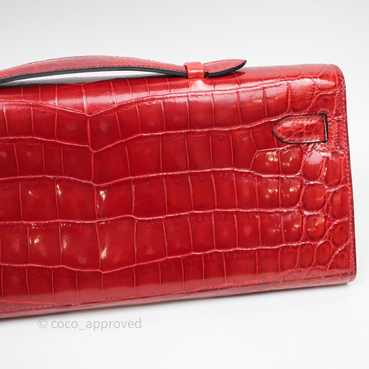 Hermes Kelly Cut Rouge H Shiny Niloticus Crocodile Gold Hardware