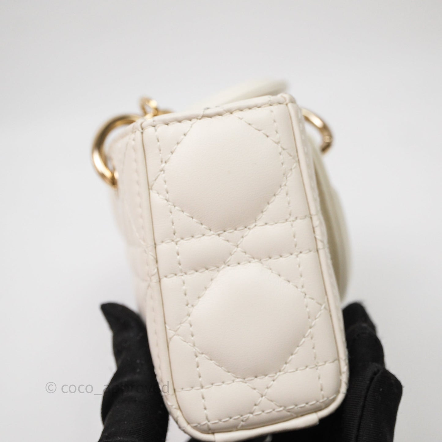 Christian Dior Micro Lady D-Joy Bag Latte Cannage Lambskin Gold Hardware