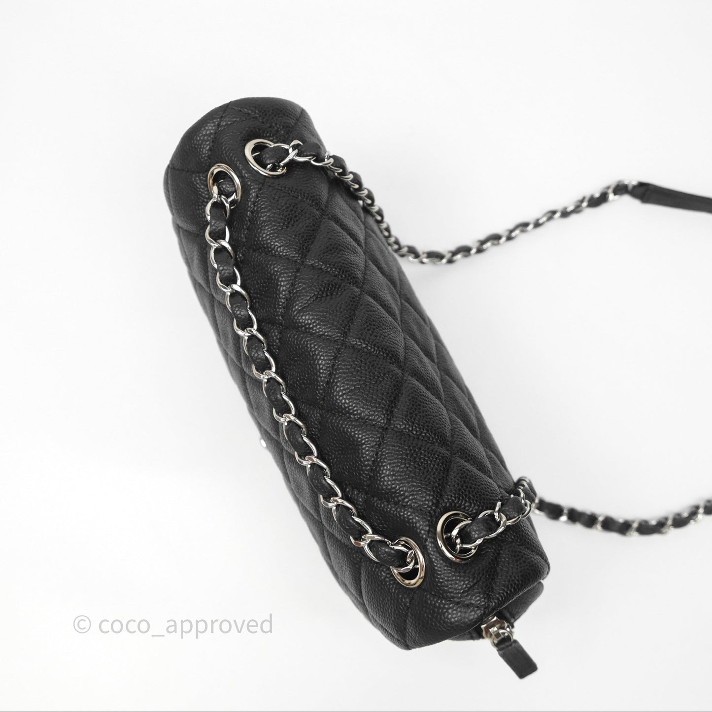 Chanel Quilted Easy Flap Bag Black Caviar Silver Hardware