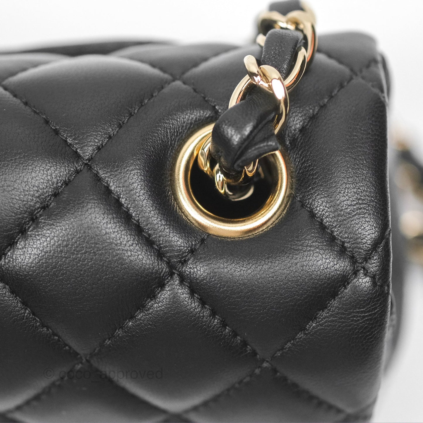 Chanel Quilted Mini Rectangular Black Lambskin Gold Hardware