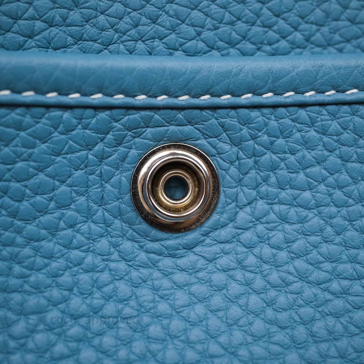 Hermès Evelyne 23 Bleu Jean 75 Clemence Palladium Hardware