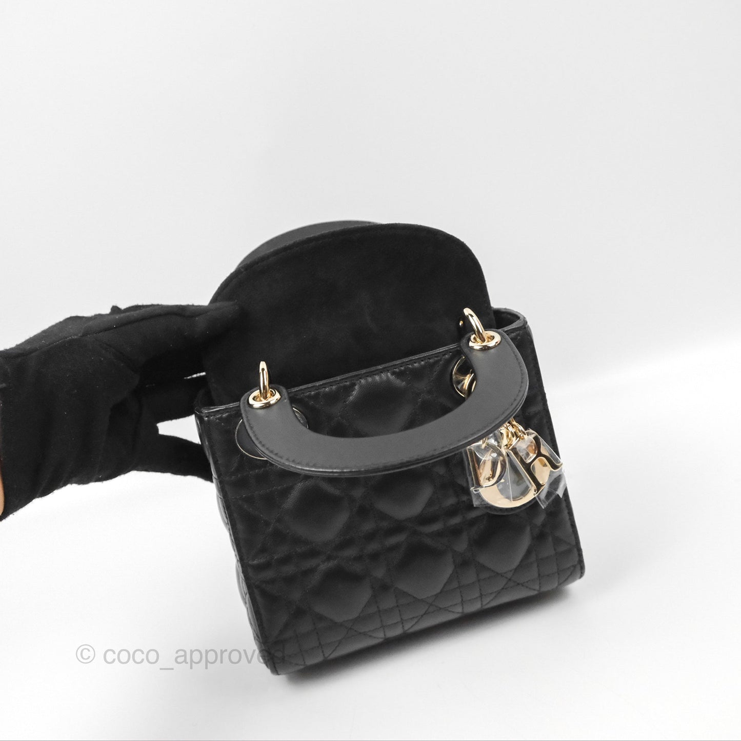 Christian Dior Mini Lady Dior Black Lambskin Gold Hardware