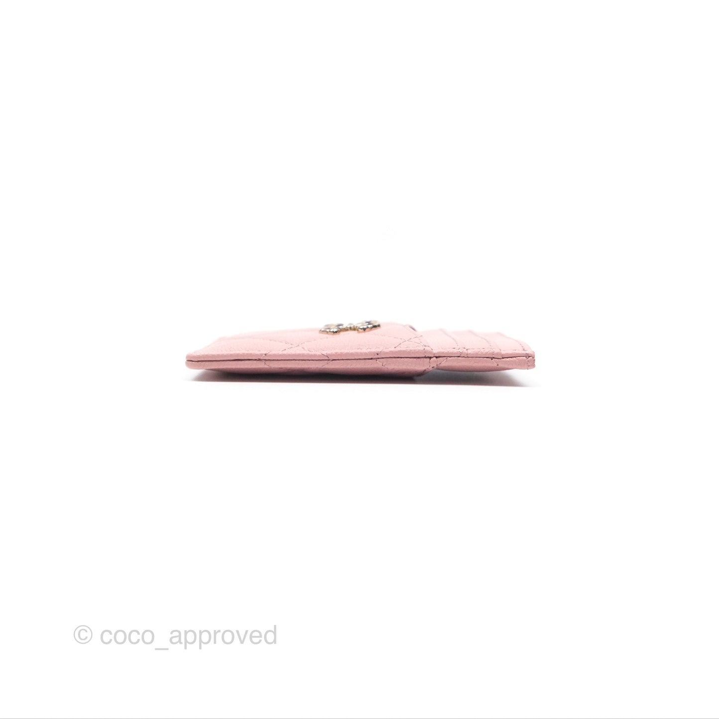 Chanel CC Resin Stone Card Holder Pink Caviar 23K
