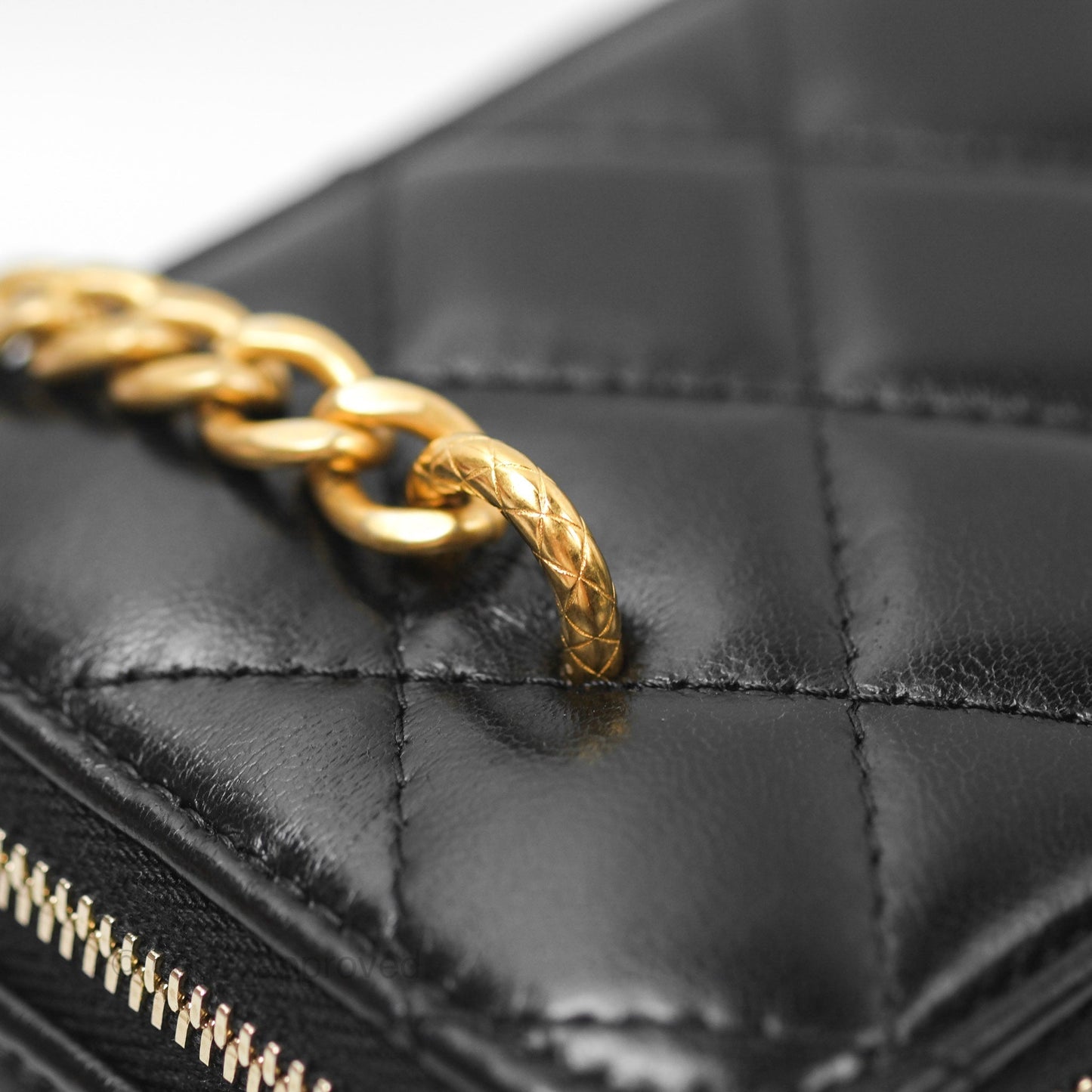 Chanel Vanity with Adjustable Chain Black Lambskin Aged Gold Hardware