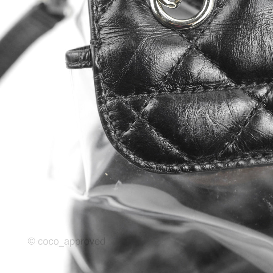 Chanel Aquarium PVC Backpack Black Crumpled Calfskin Silver Hardware