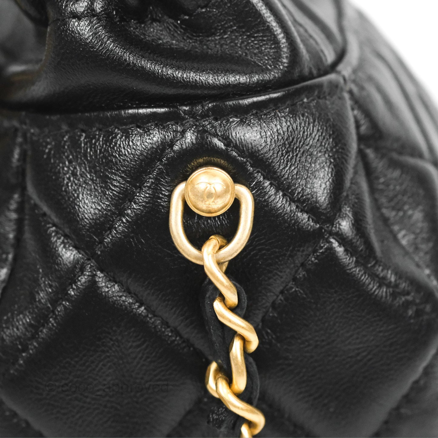 Chanel Mini Round Clutch with Chain Black Shiny Lambskin 23S