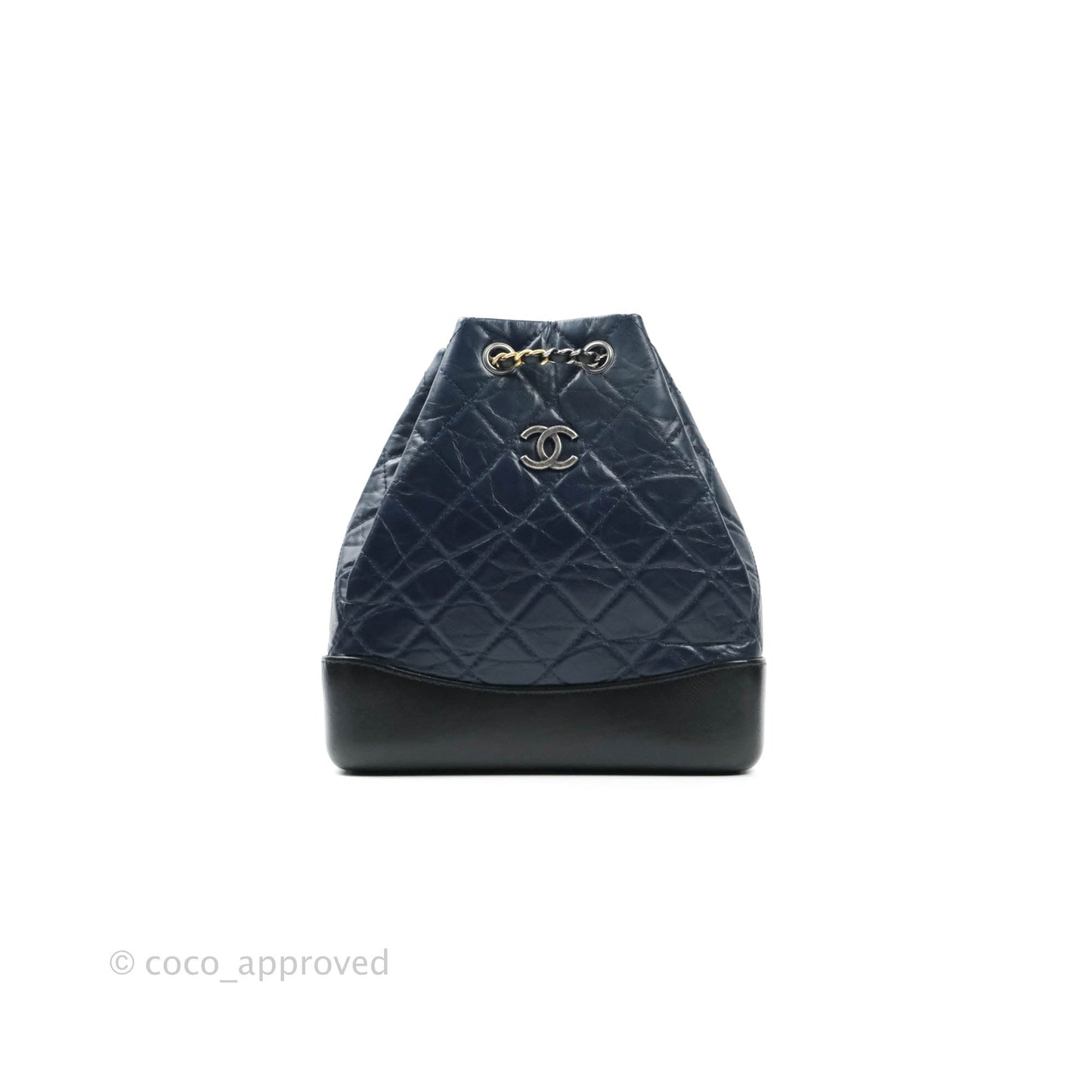 Chanel Gabrielle Backpack Black Aged Calfskin Small Navy Black