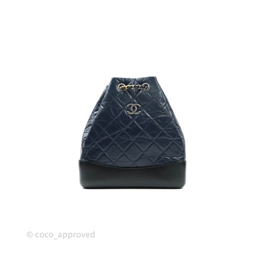 Chanel Gabrielle Backpack Black Aged Calfskin Small Navy Black