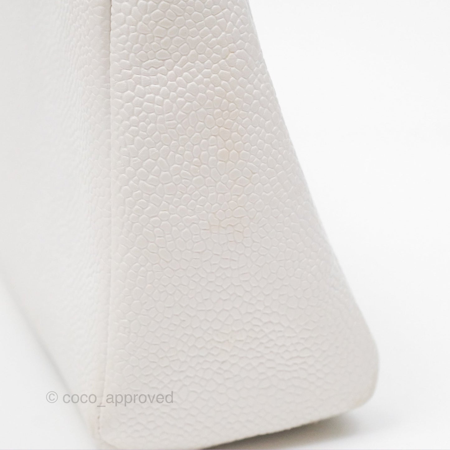 Chanel Vintage CC Clutch White Caviar Gold Hardware
