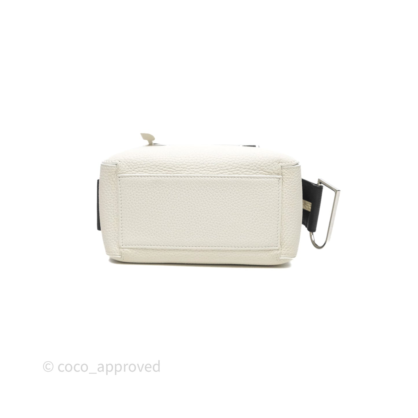 Delvaux Cool Box Mini Taurillon Soft Grained White/Black Calfskin Silver Hardware