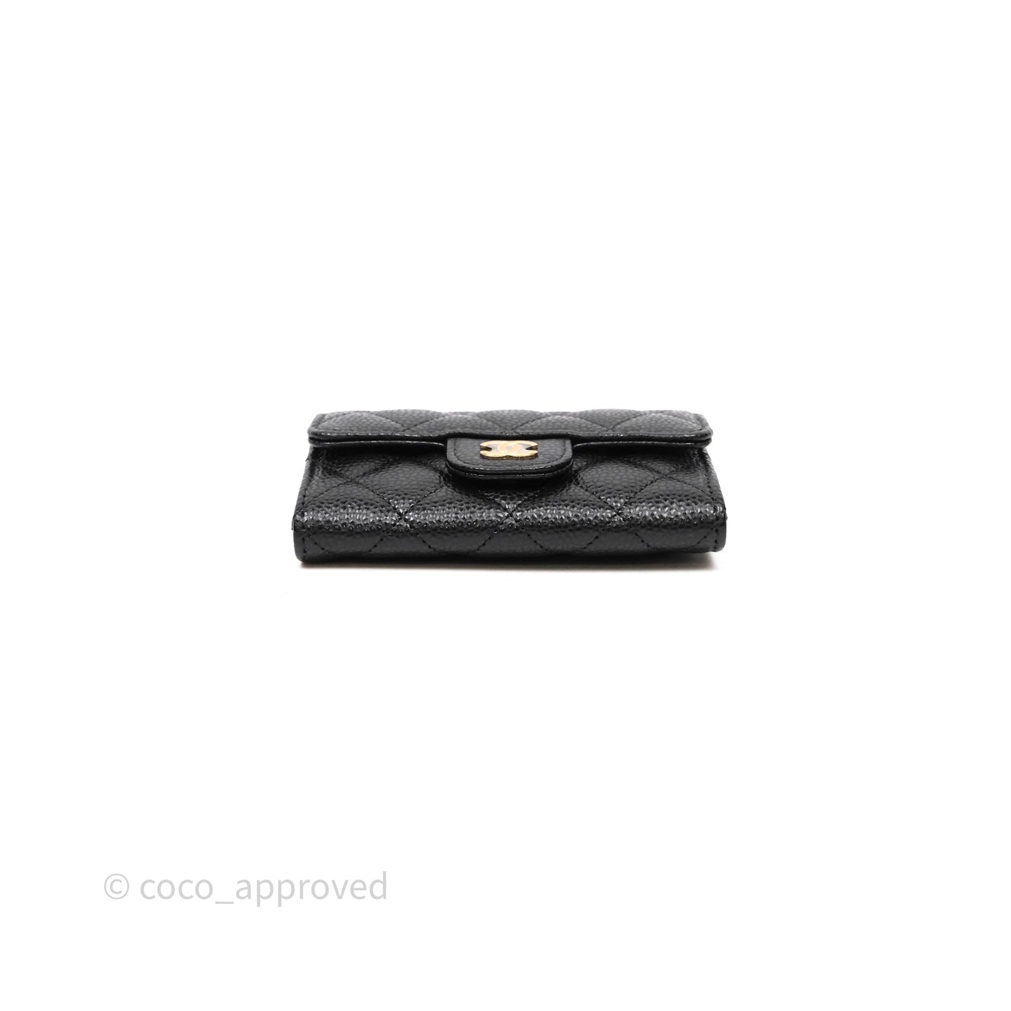 Chanel Quilted Flap Card Holder Caviar Black Gold Hardware