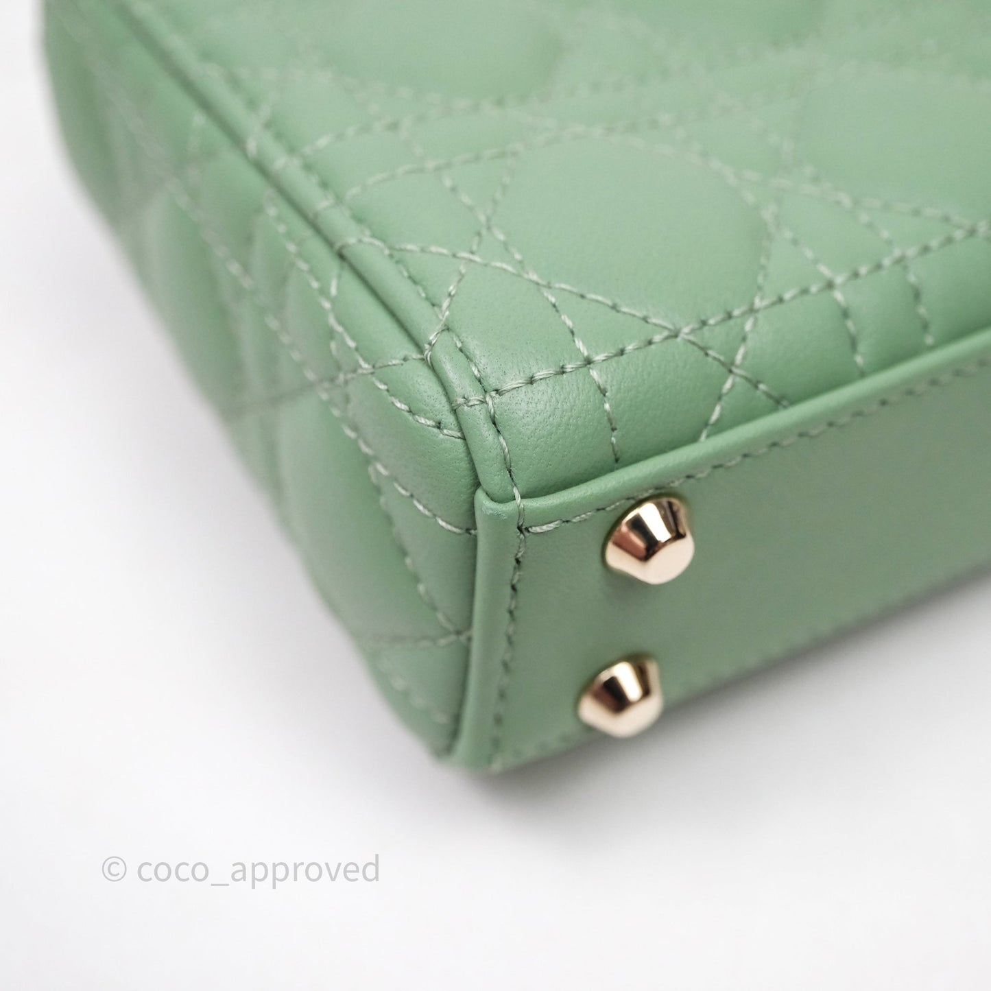 Christian Dior Micro Lady Dior Green Lambskin Cannage Gold Hardware