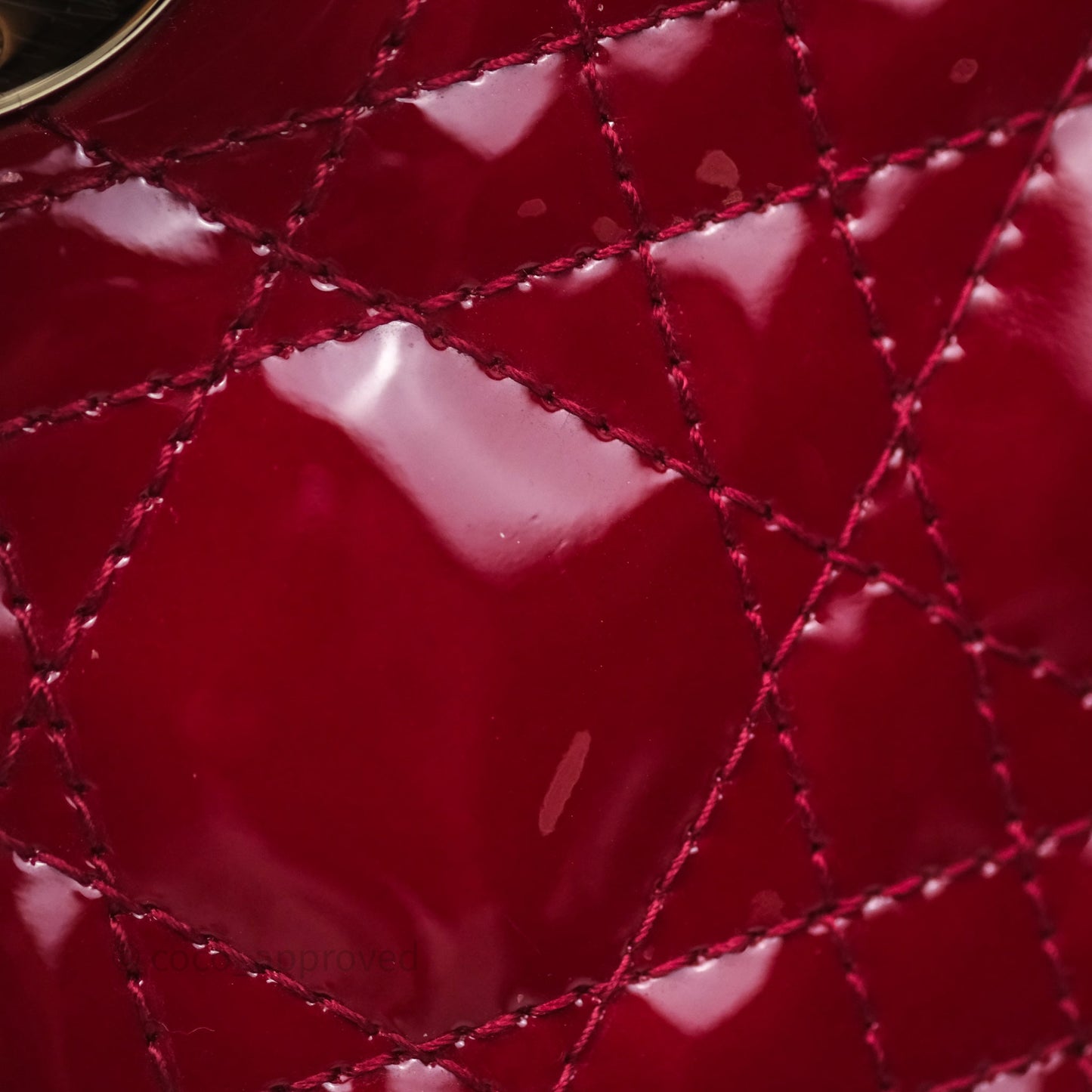 Christian Dior Mini Lady Dior Red Patent Cannage Gold Hardware