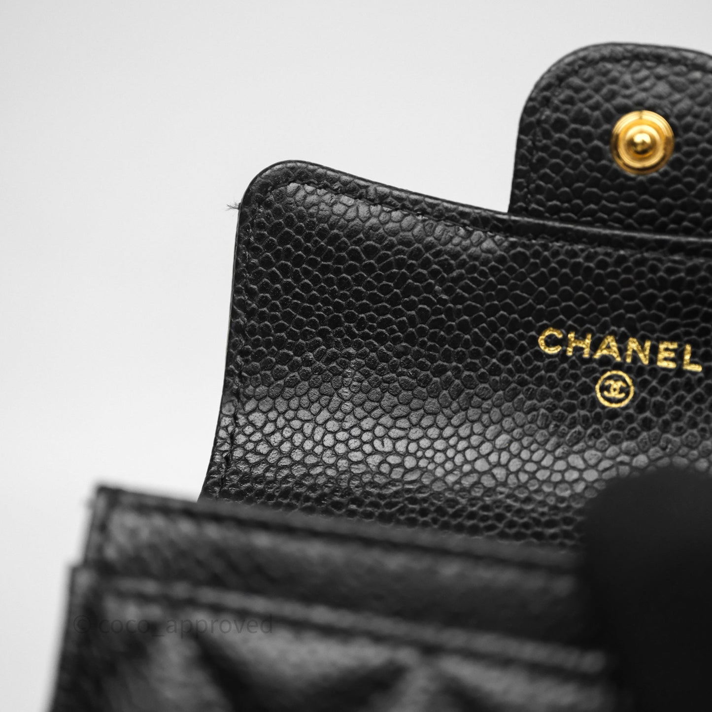 Chanel Quilted Flap Card Holder Black Caviar Gold Hardware