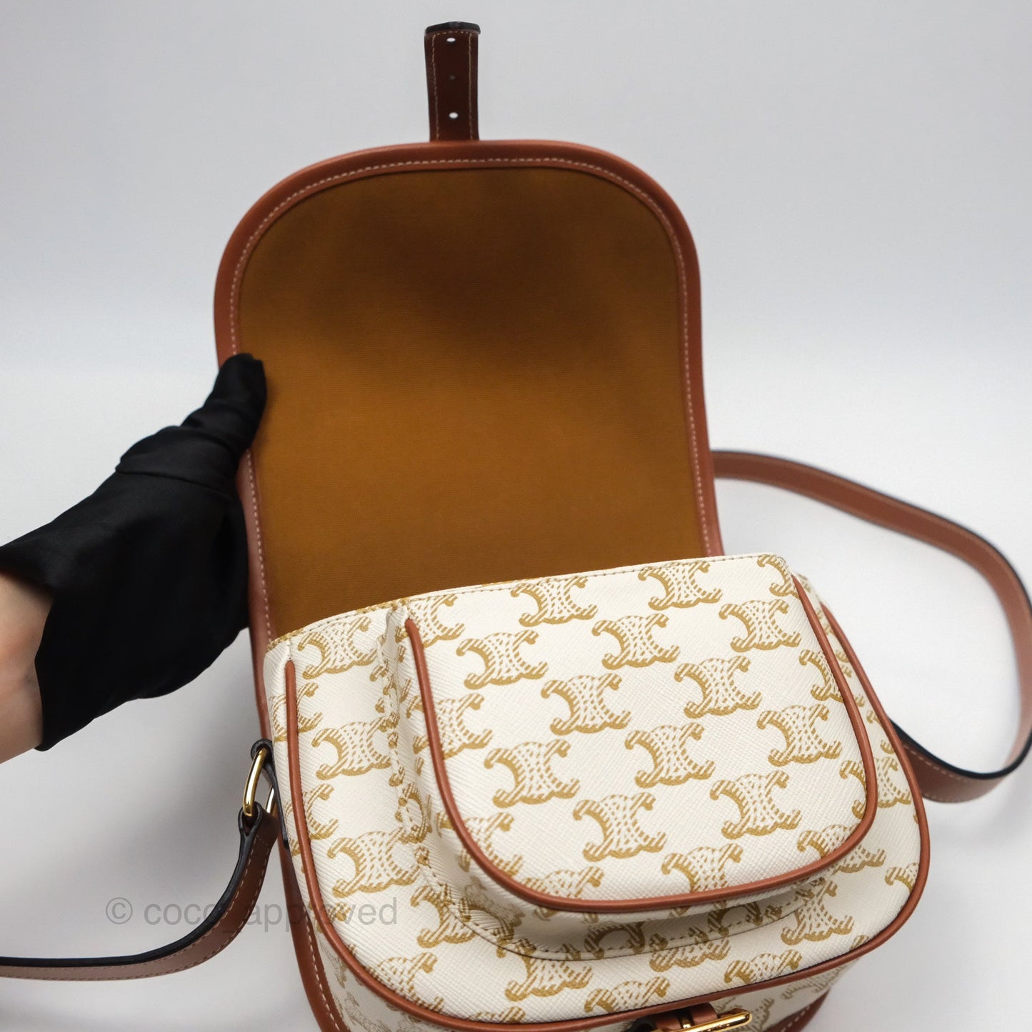Celine Medium Folco Bag Triomphe Canvas White