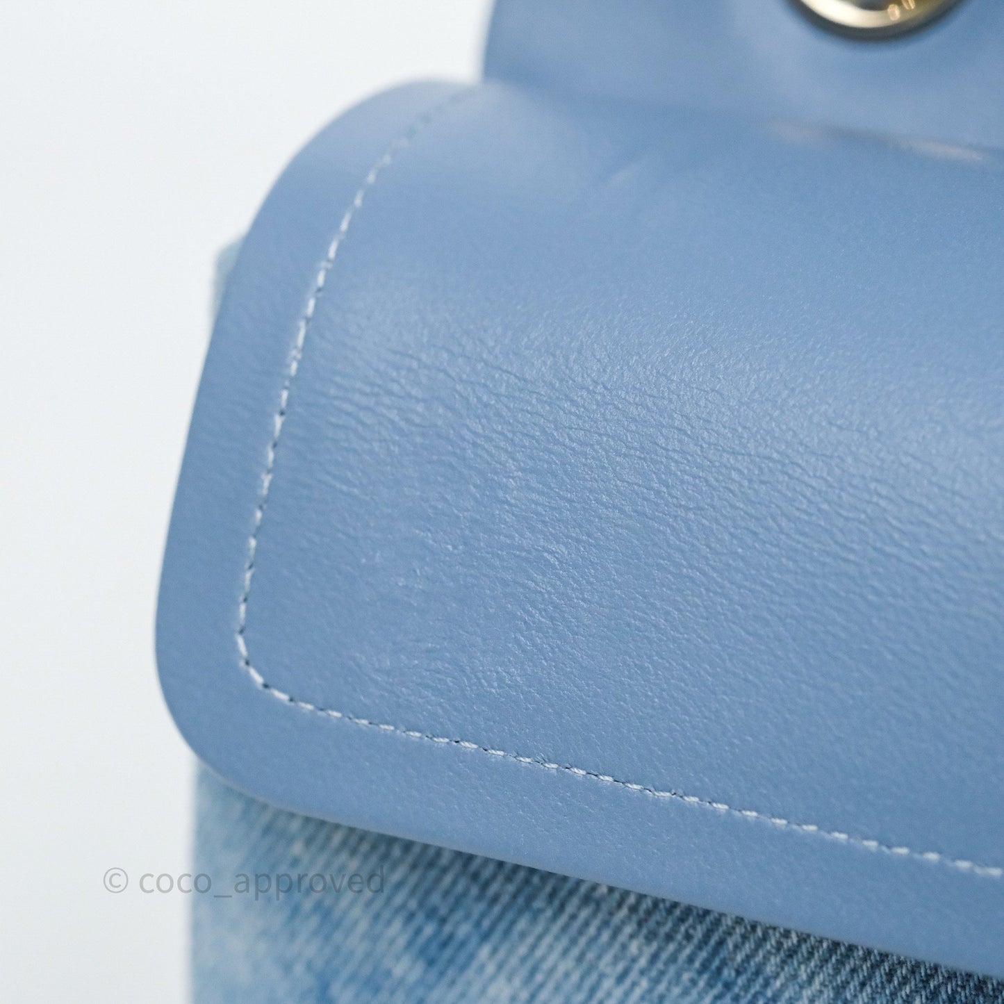 Chanel Small Double Flap Blue Printed Quilted Denim Gold Hardware