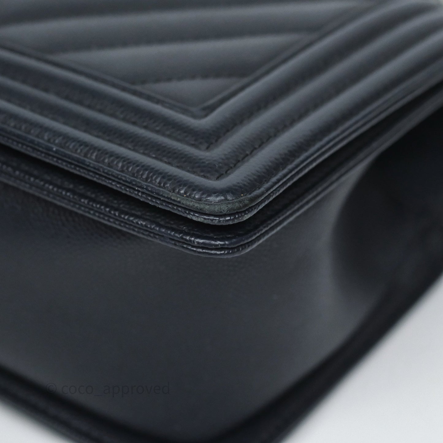 Chanel Medium Boy Chevron Dark Navy Caviar Silver Hardware