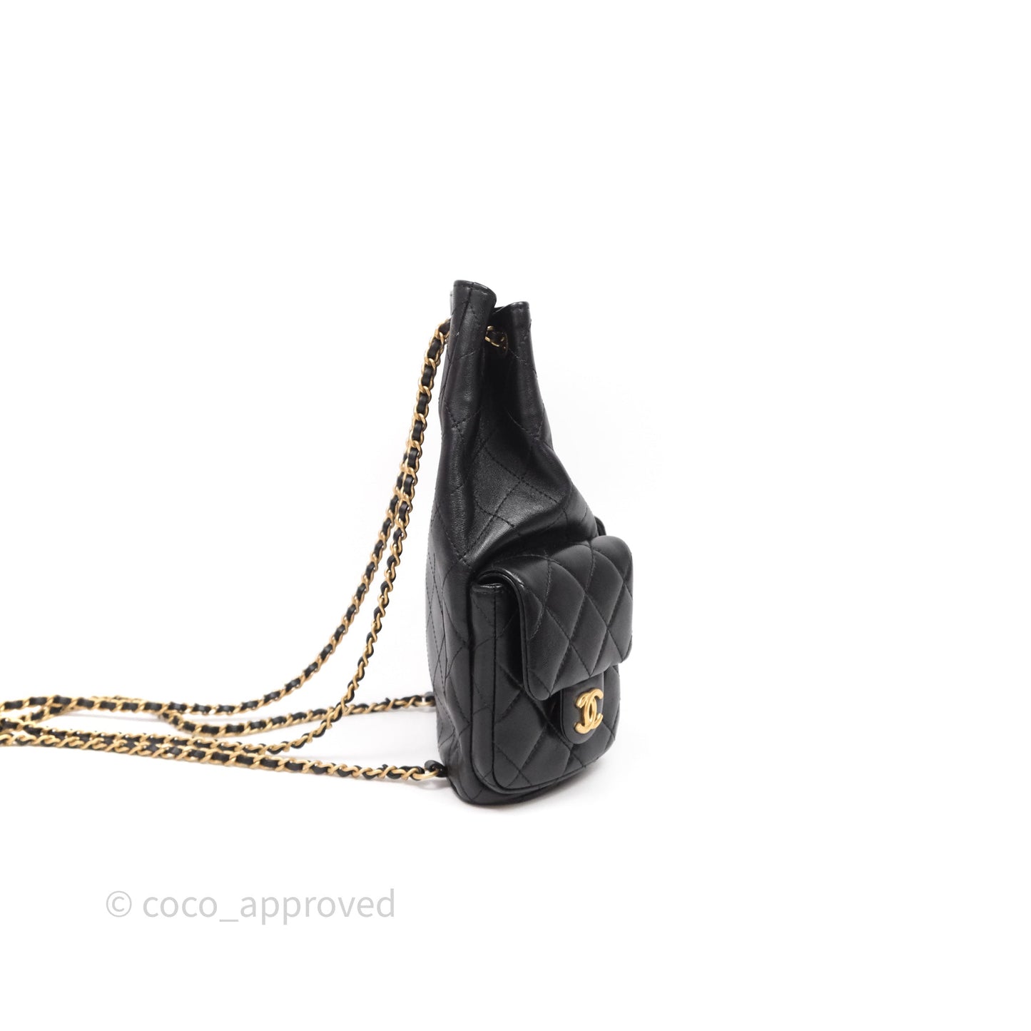 Chanel Double Pocket Black Lambskin Gold Hardware 25C