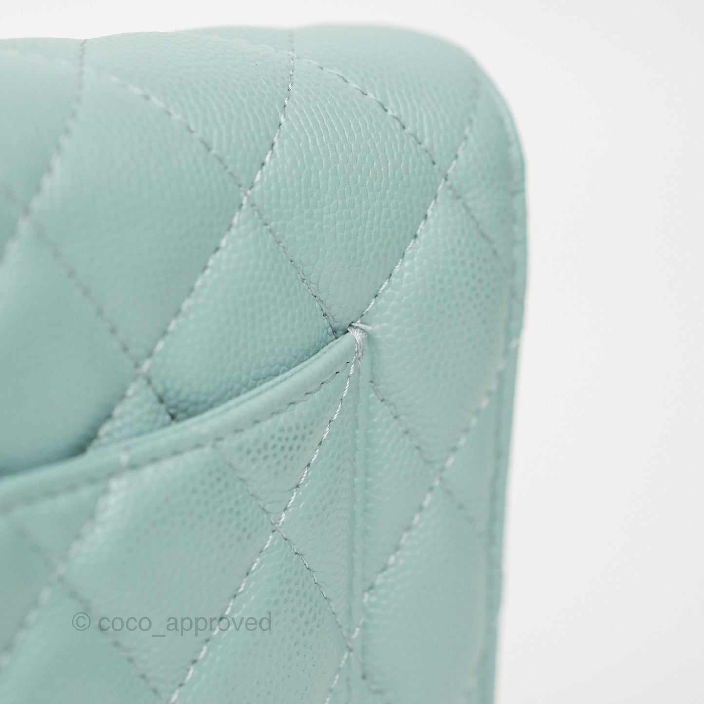 Chanel Quilted Classic Wallet On Chain WOC Tiffany Blue Caviar Gold Hardware