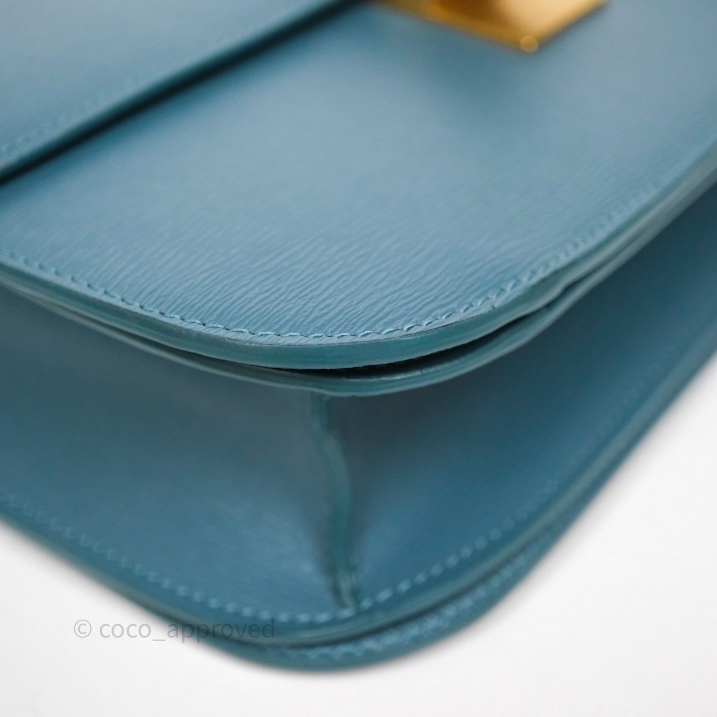 Celine Medium Classic Box Flap Blue Green Calfskin Gold Hardware