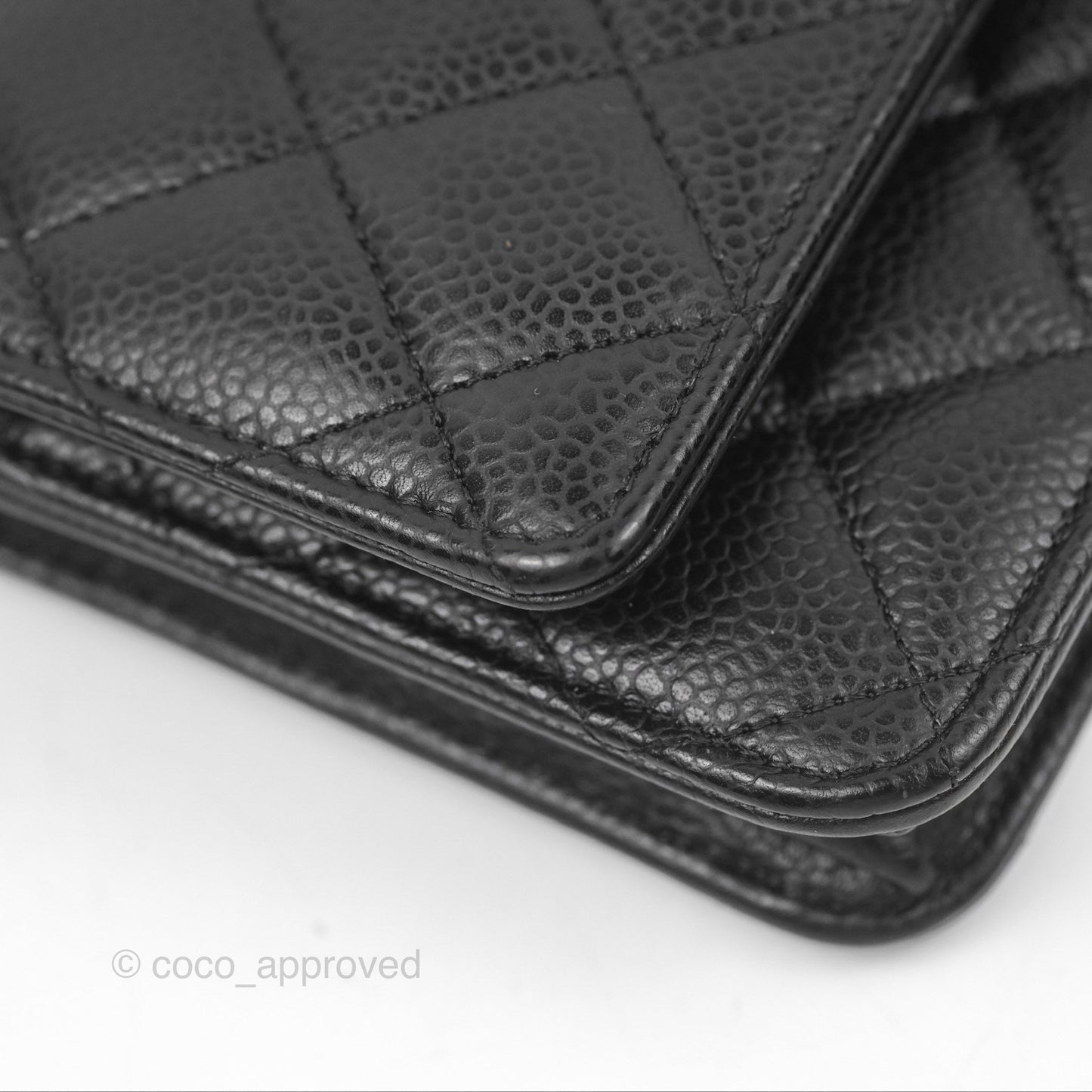 Chanel Quilted Classic Wallet On Chain WOC Black Caviar Silver Hardware