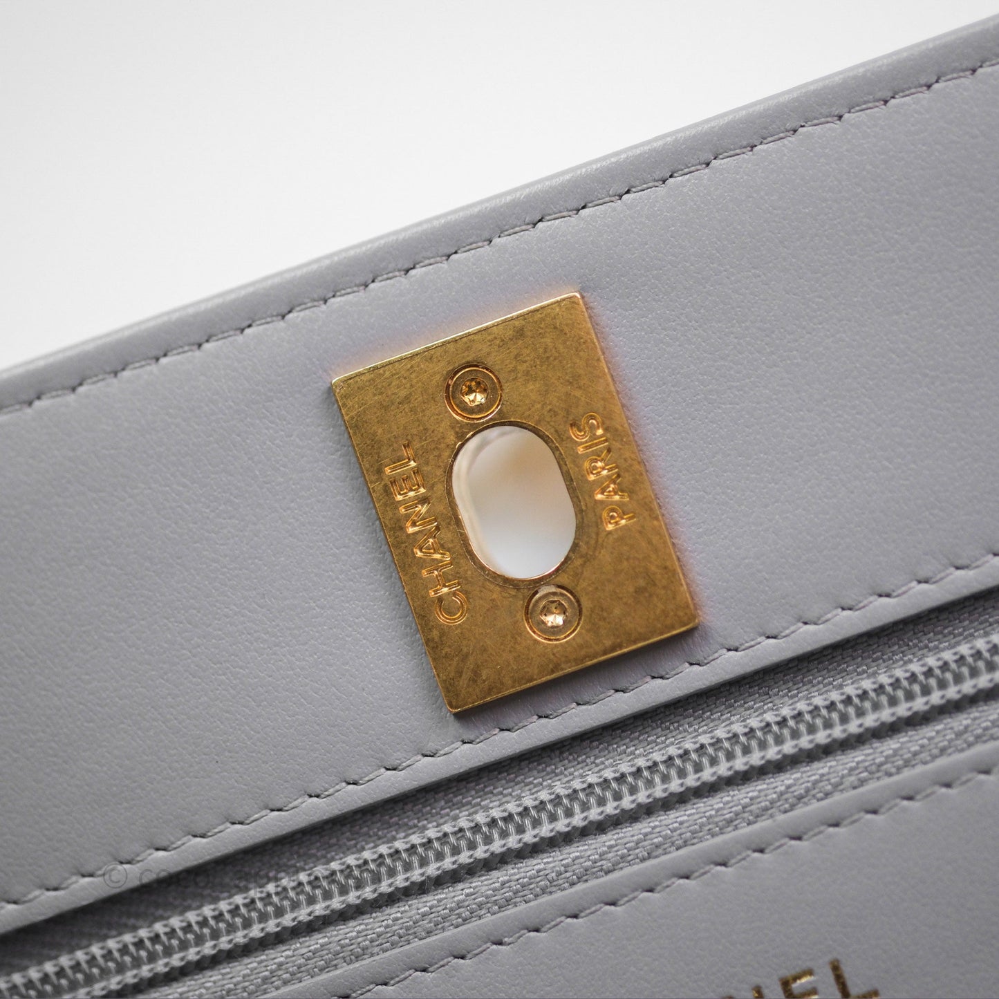 Chanel Wallet On Chain WOC Adjustable CC Chain Grey Caviar Aged Gold Hardware