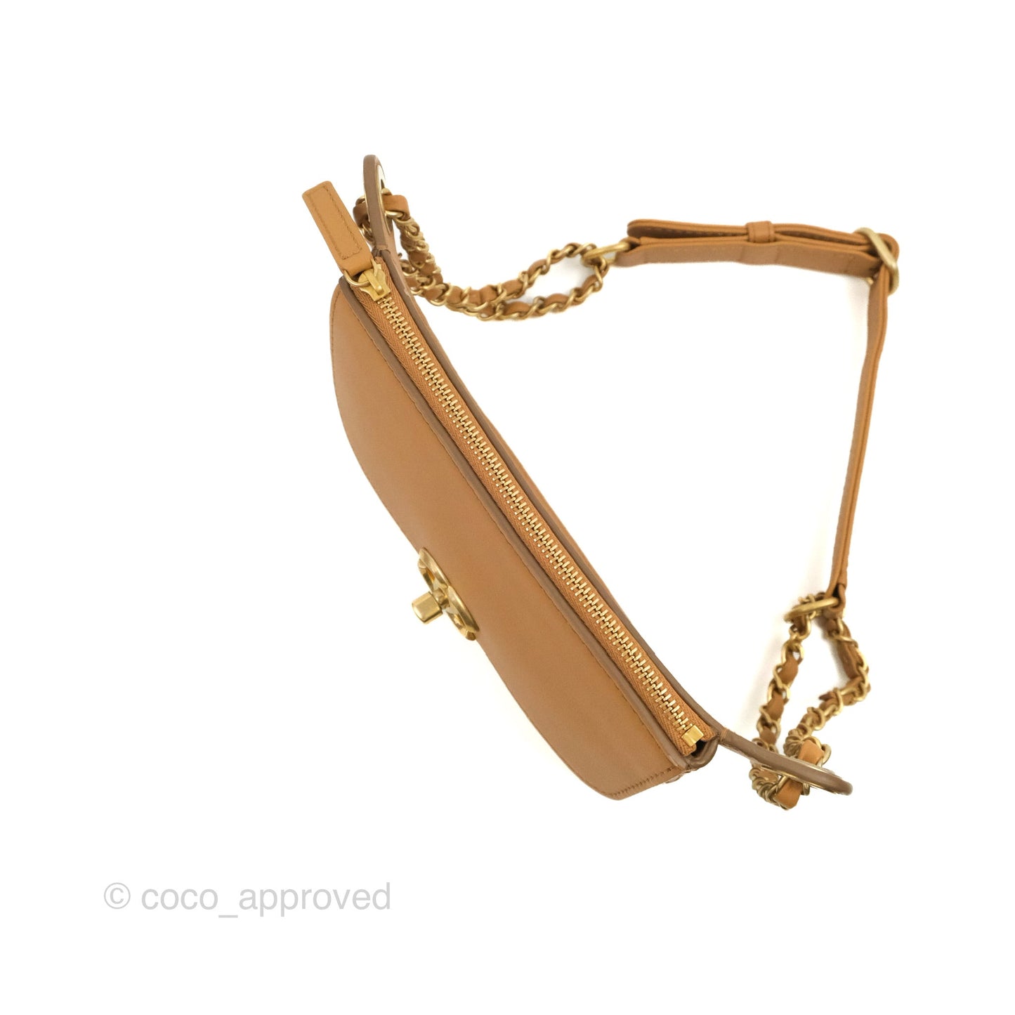 Chanel Flap Waist Bag with Leather & Tweed Coin Purses Dark Beige Calfskin