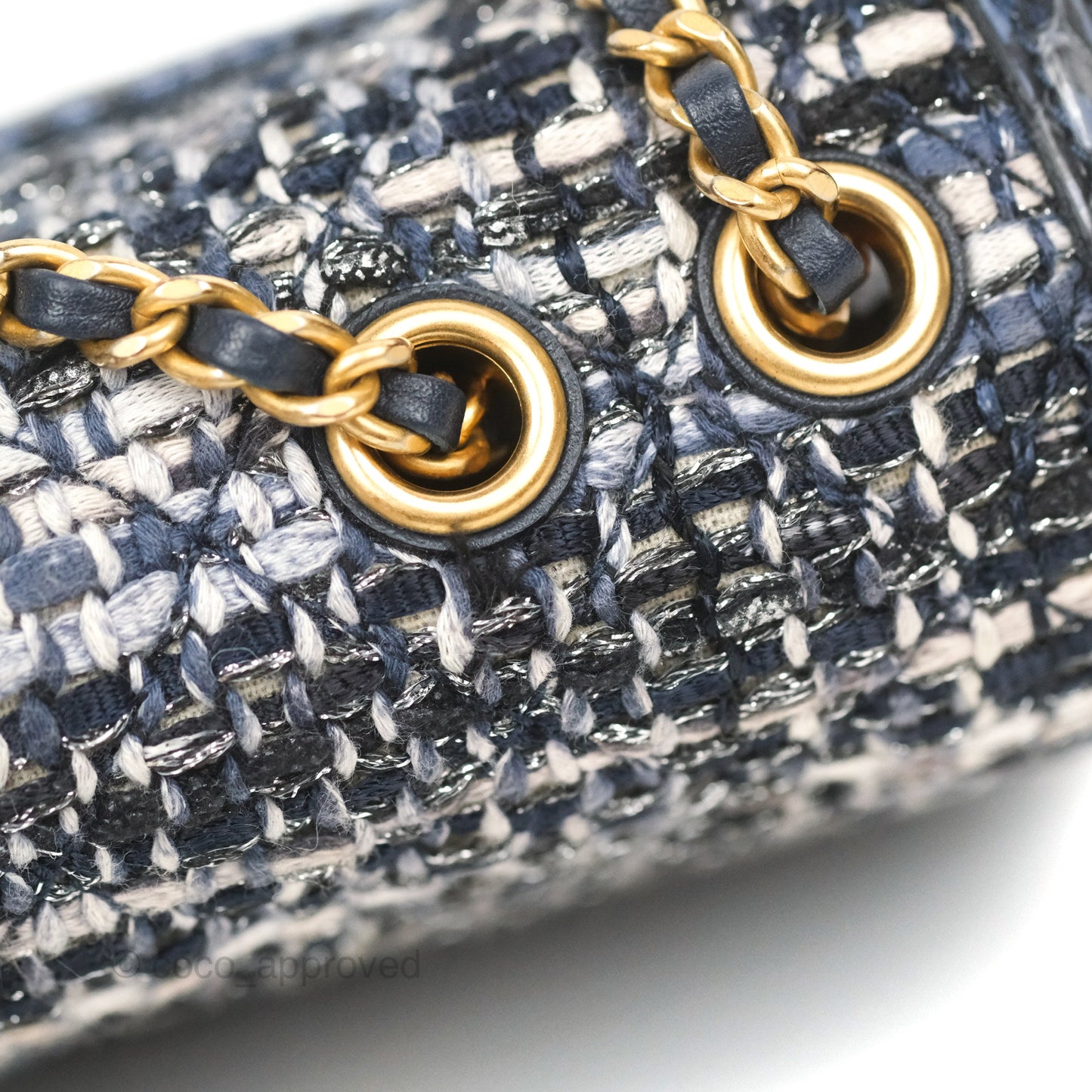 Chanel Quilted Small CC Filigree Flap Navy Tweed Python 18S