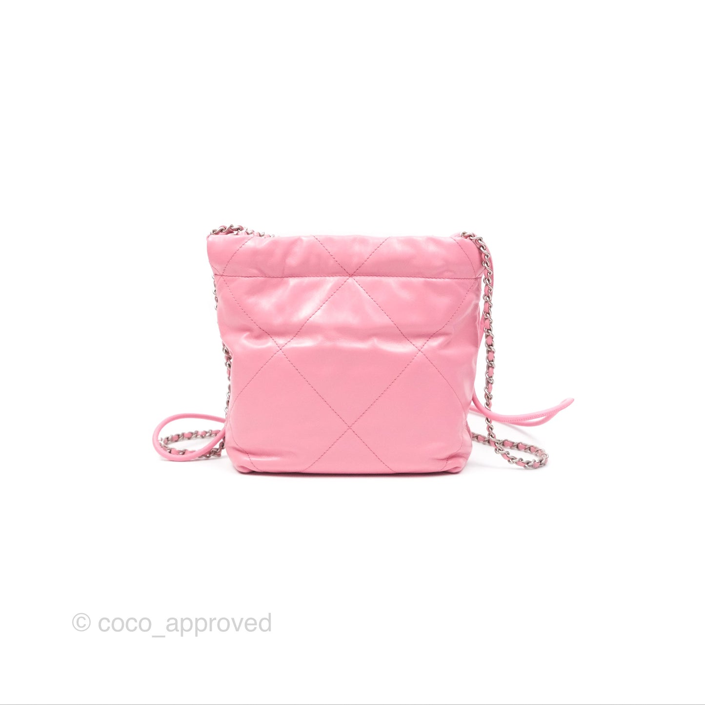Chanel 22 Mini Bag Pink Crumpled Calfskin Aged Silver Hardware