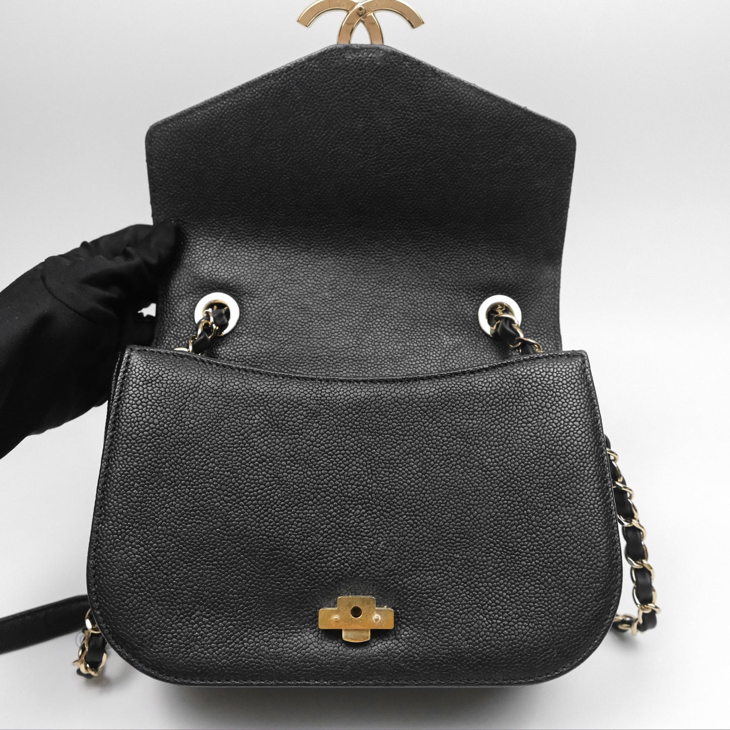 Chanel Small CC Cuba Flap Bag Black Caviar Gold Hardware