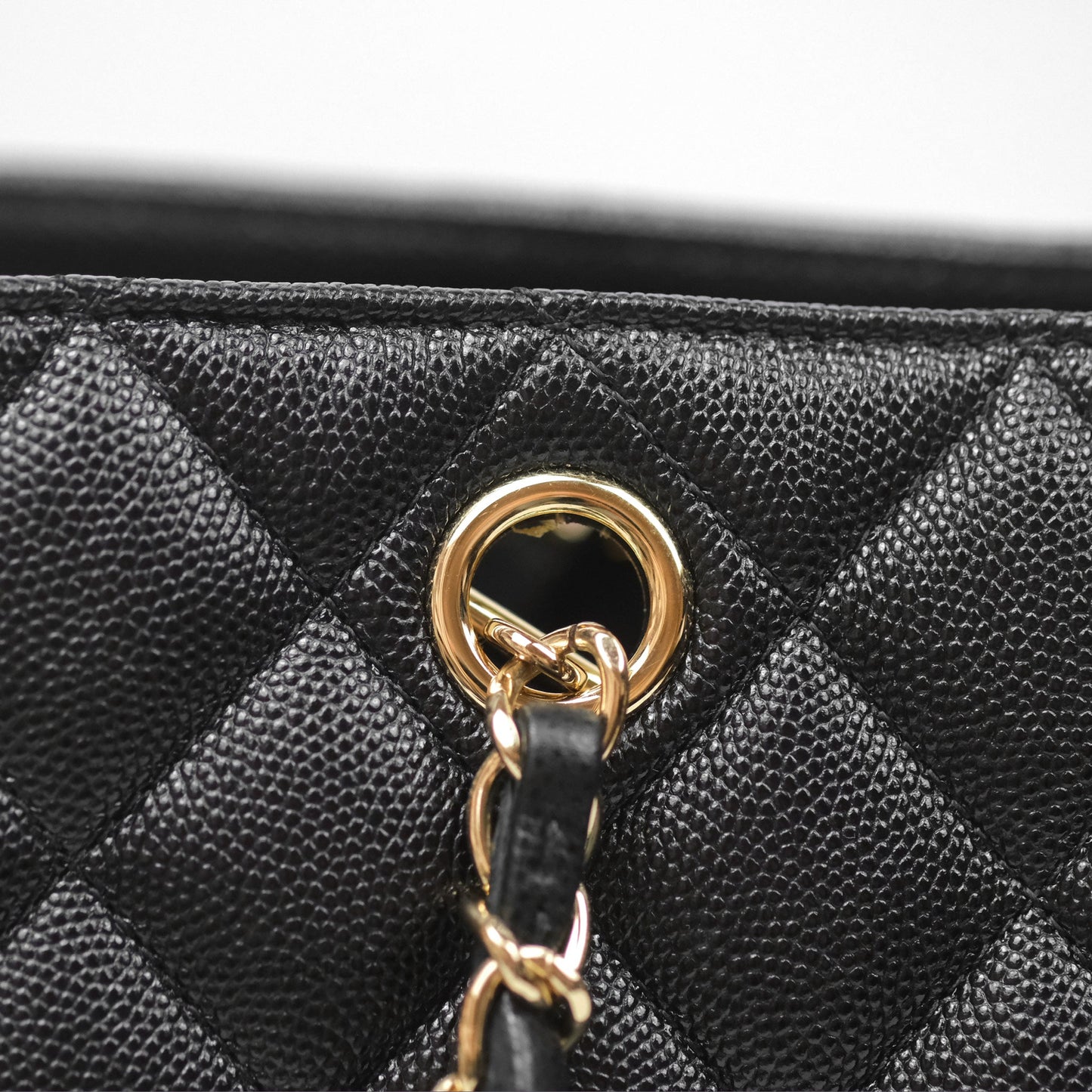 Chanel Large Shopping Tote Quilted Black Caviar Gold Hardware