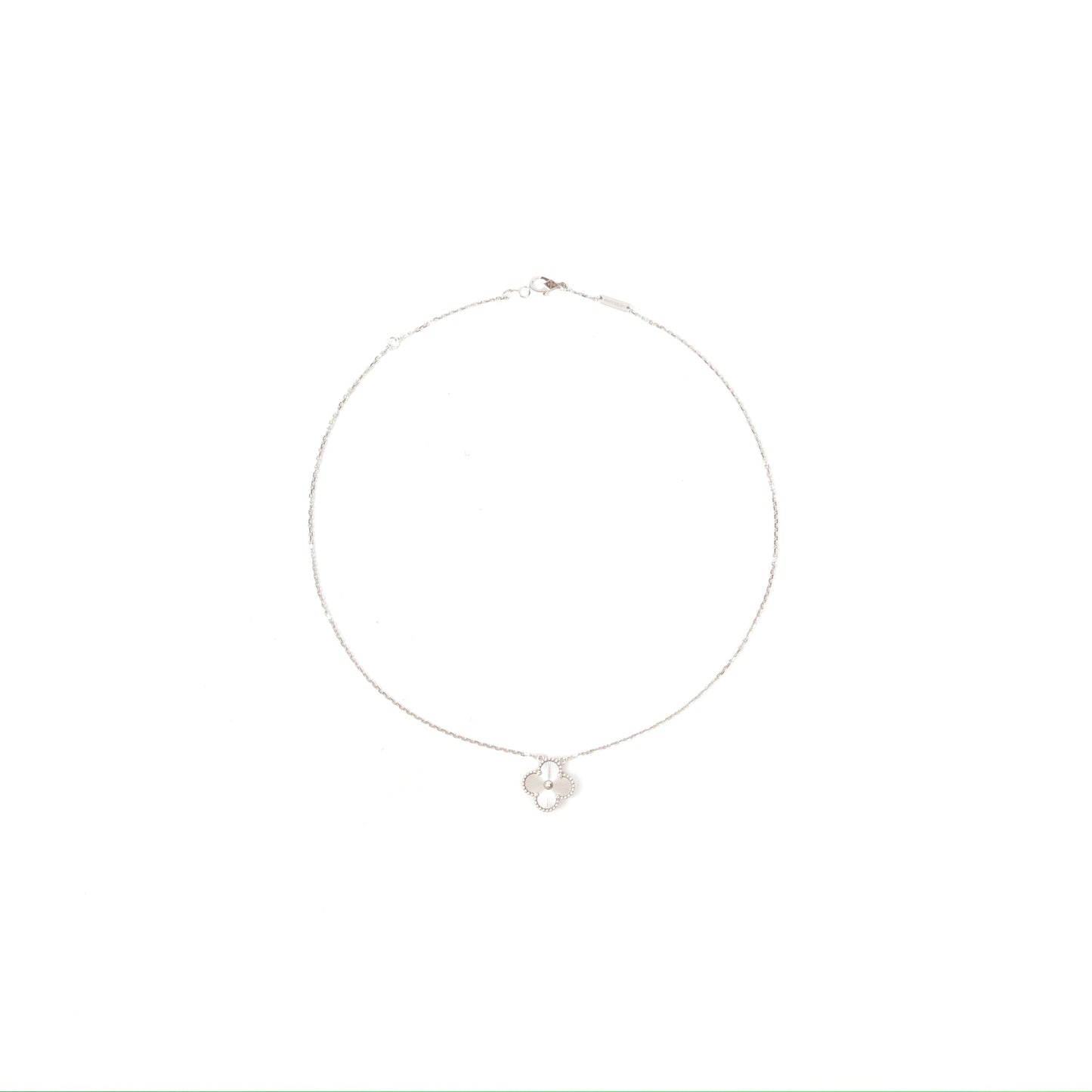 Van Cleef & Arpels Vintage Alhambra Pendant Guilloche White Gold