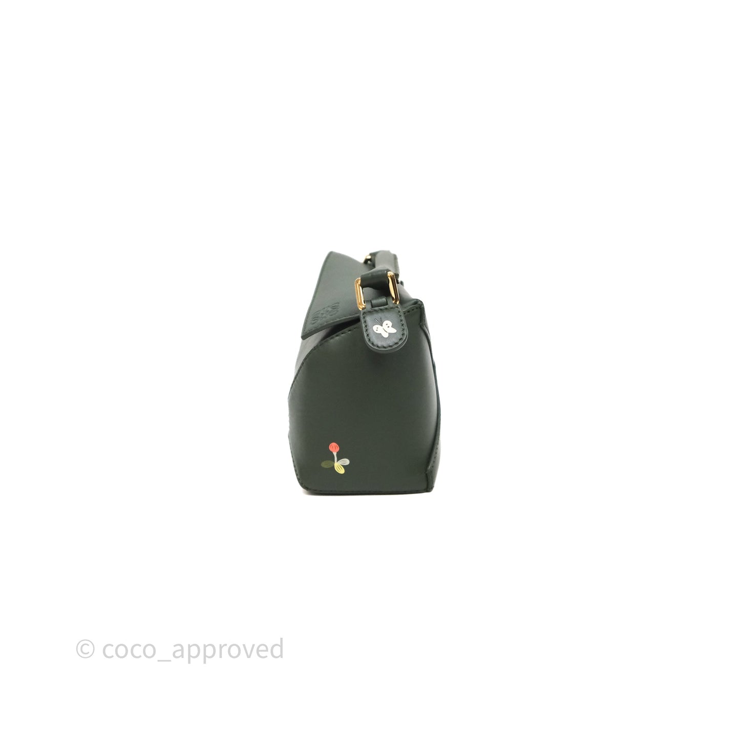 Loewe X SUNA FUJITA Mini Pandas Puzzle Bag Dark Green Calfskin Gold Hardware