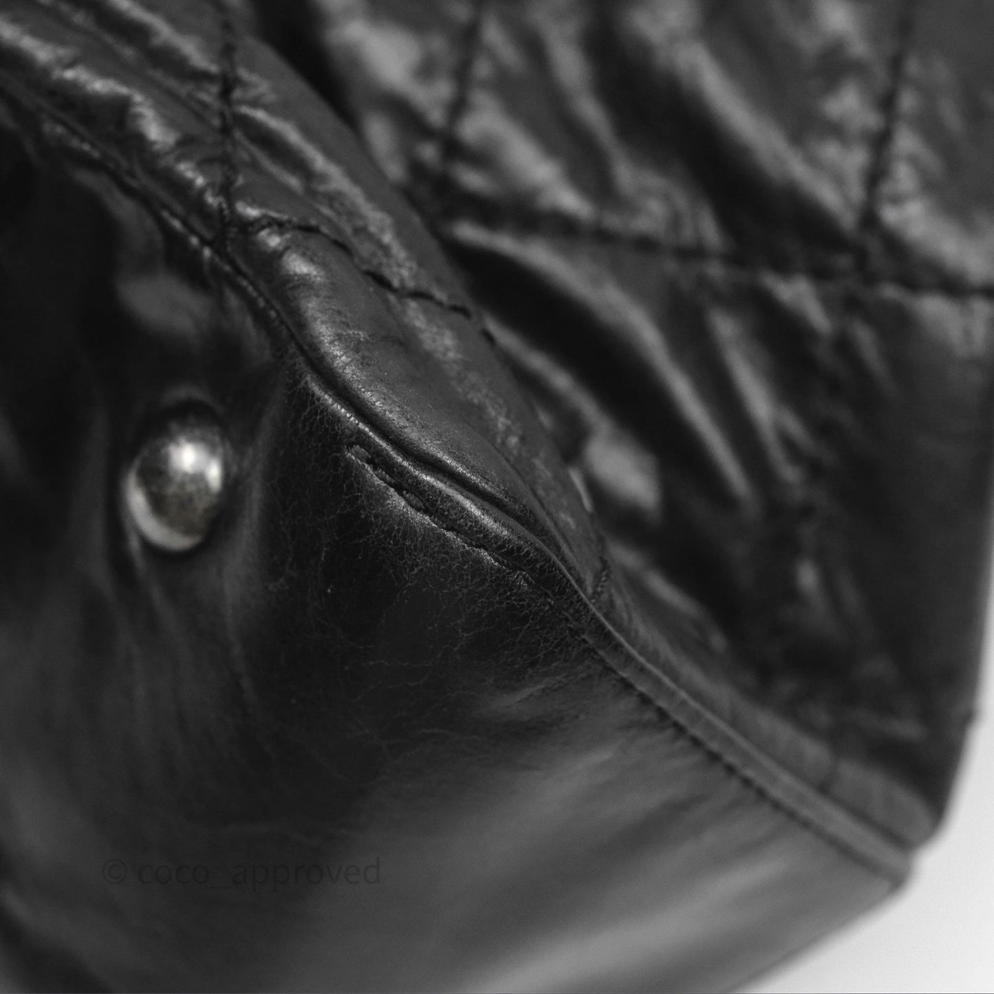 Chanel Quilted Coco Supple Hobo Black Aged Calfskin Ruthenium Hardware