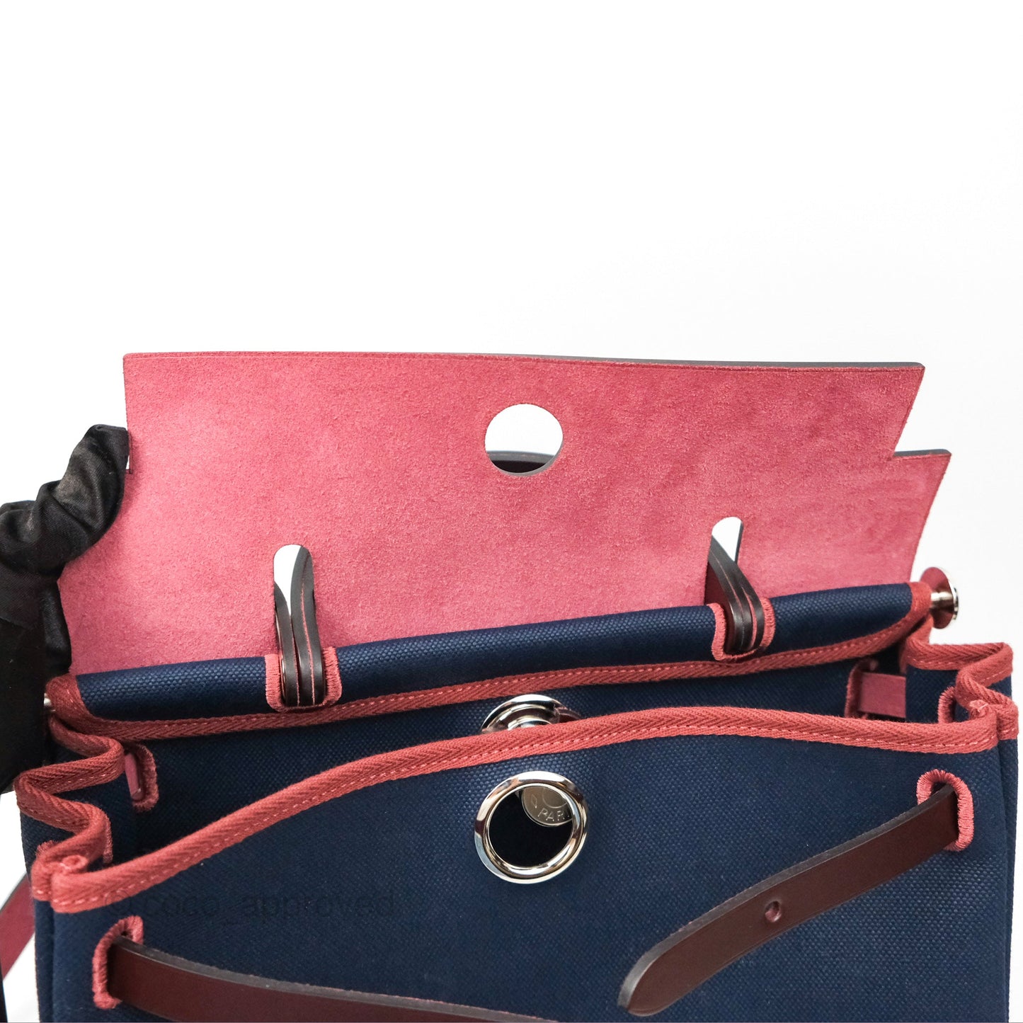 Hermès Herbag Zip 31 Bleu Marine/ Rouge Sellier Canvas Palladium Hardware