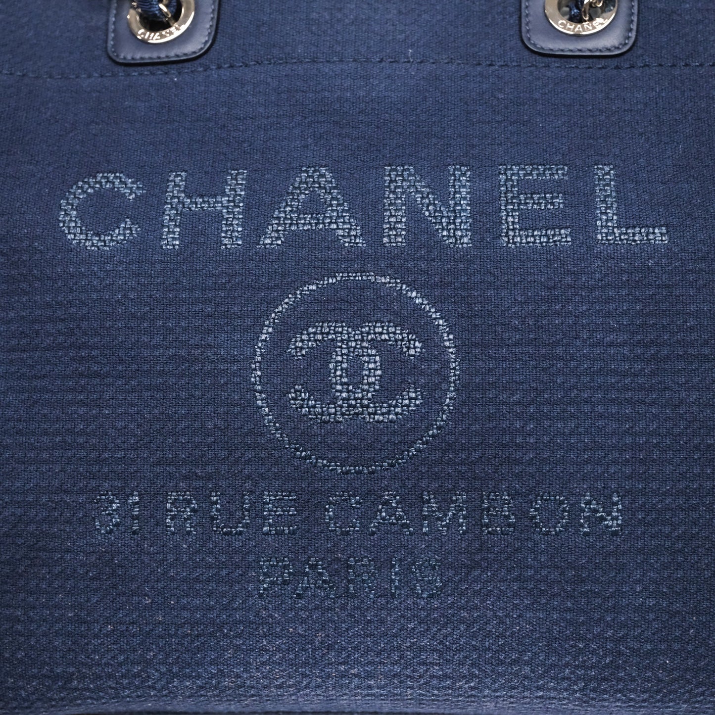 Chanel Large Deauville Navy Canvas Silver Hardware