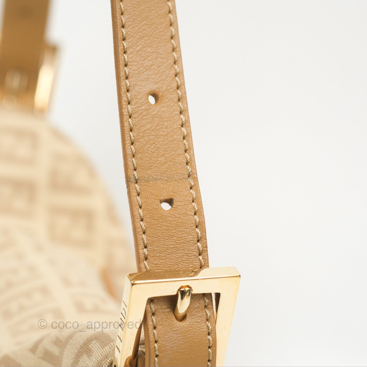 Fendi Vintage Baguette Shoulder Bag Beige Zucchino Canvas
