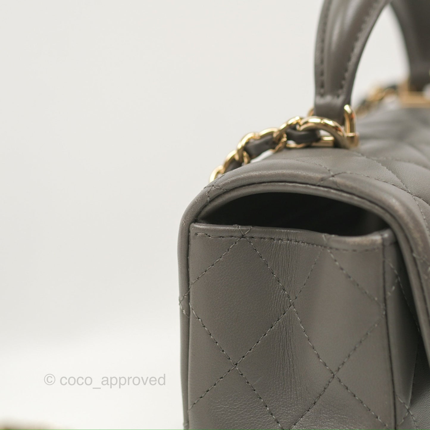 Chanel Top Handle Mini Rectangular Flap Bag Grey Lambskin Gold Hardware