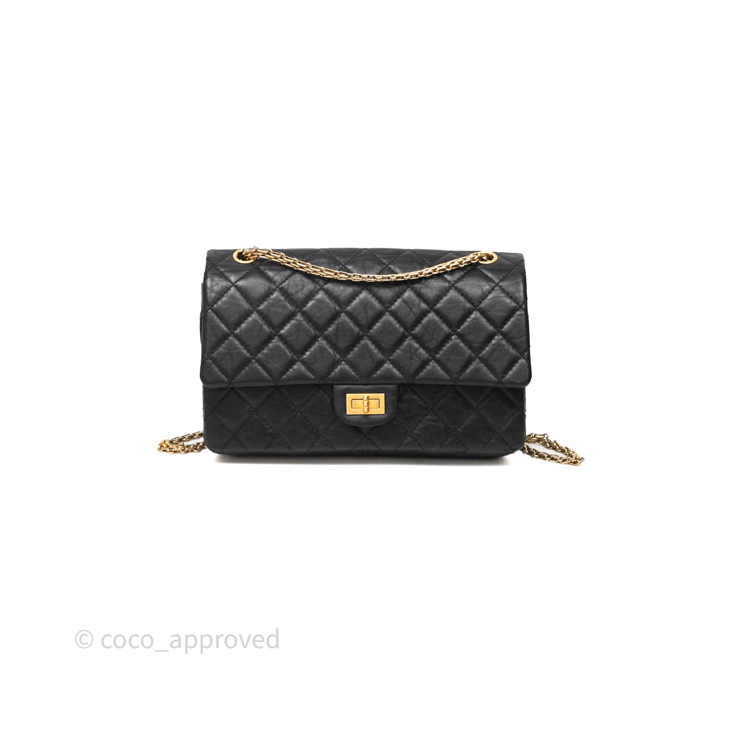 Chanel Quilted Reissue 226 Aged Calfskin Black Aged Gold Hardware
