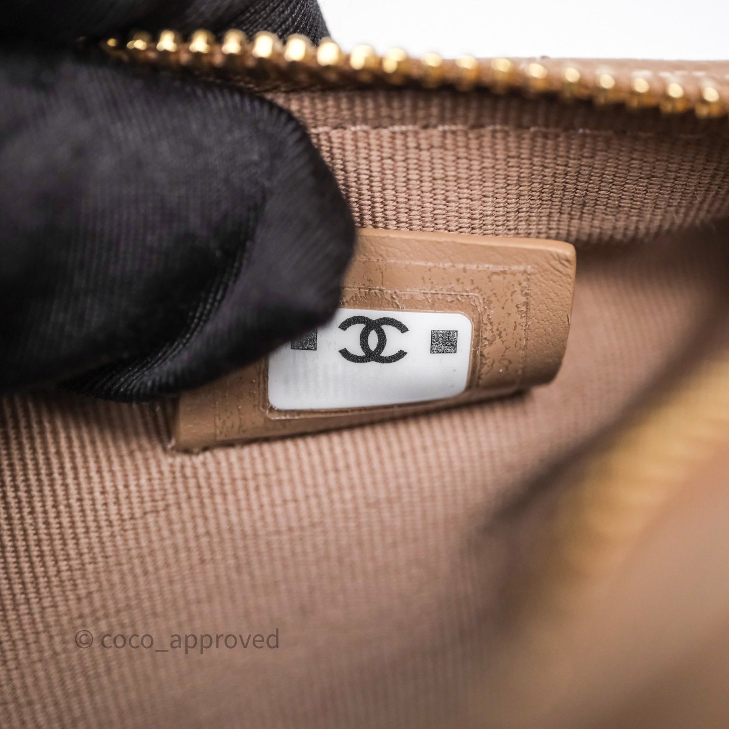 Chanel Quilted Hobo With Chain Beige Fonce Caviar Gold Hardware