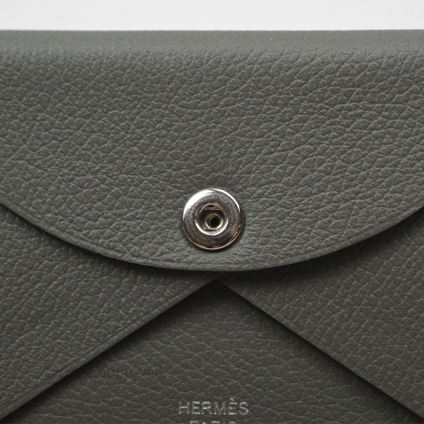 Hermès Calvi Duo Compact Card Holder Gris Meyer 0L Evercolor Palladium Hardware