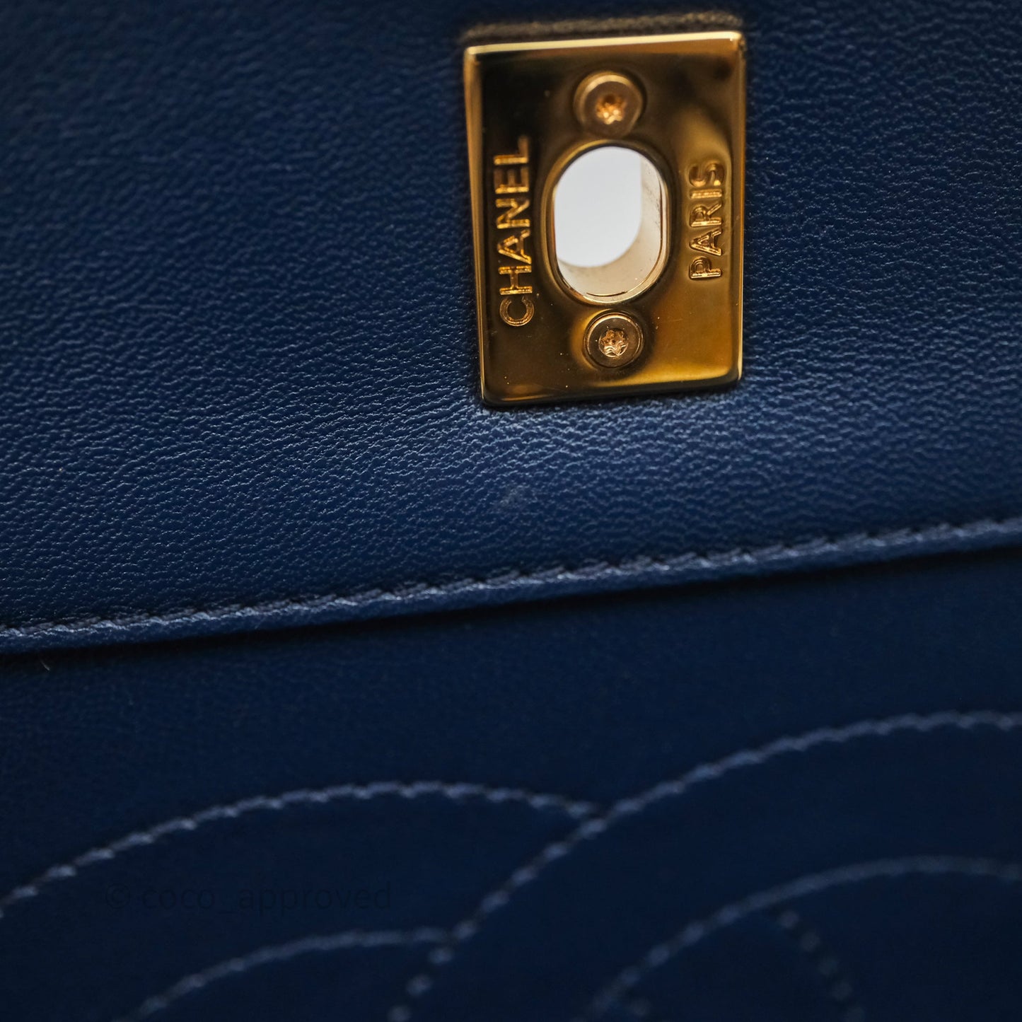 Chanel Mademoiselle Vintage Flap Bag Navy Sheepskin Gold Hardware