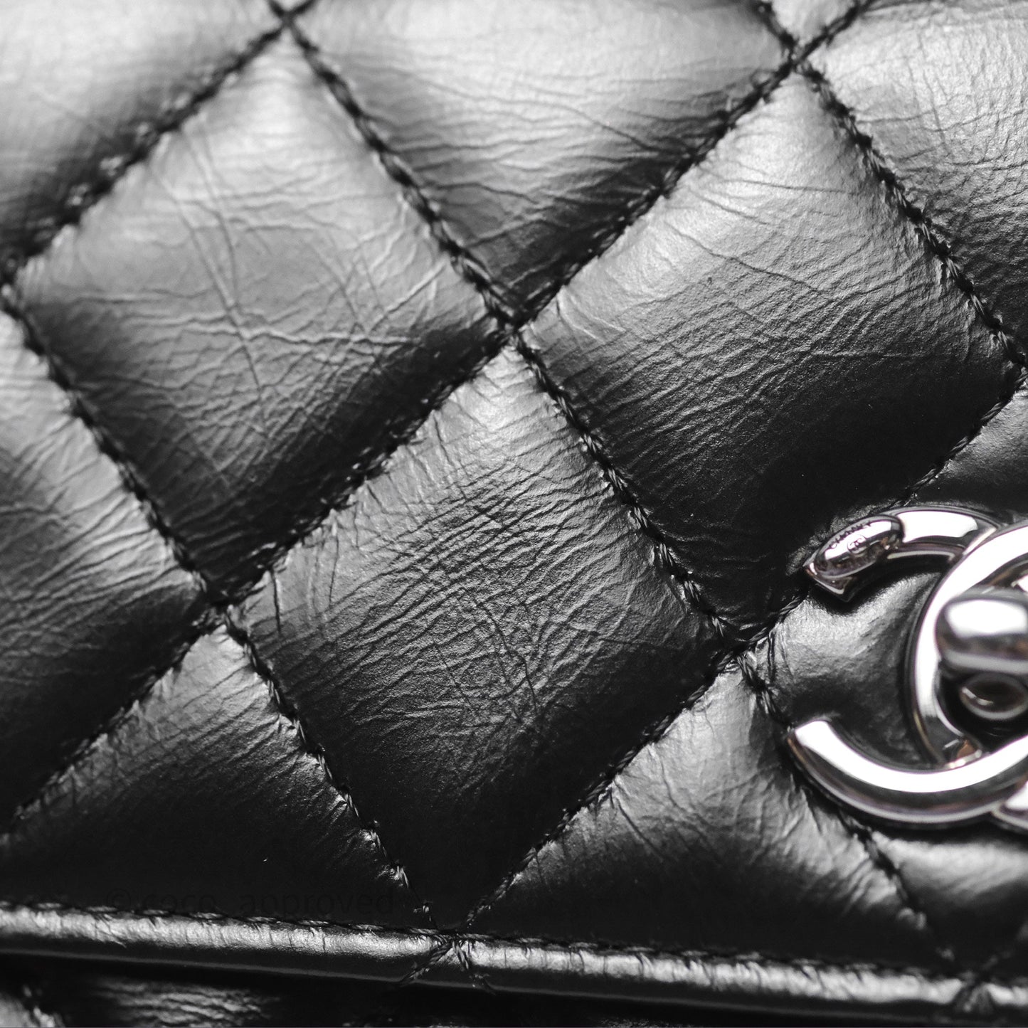 Chanel Mini Crystal Top Handle Wallet On Chain WOC Black Calfskin Gun Metal Hardware 23K